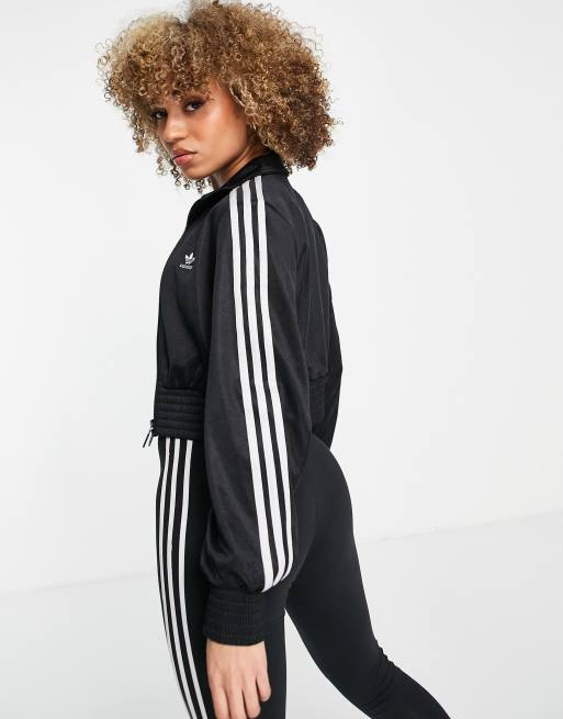 adidas Originals high shine track top in black