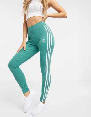 adidas originals three stripe leggings in blue and orange