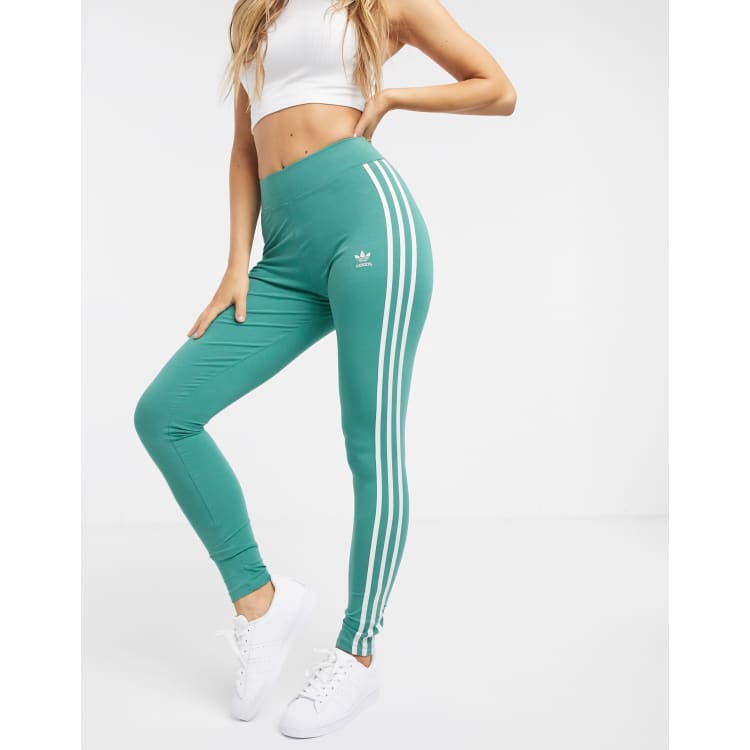 adidas Originals Womens 3 Stripes Leggings - Green