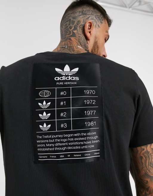 adidas Originals – Hochwertiges, schwarzes T-Shirt mit Dreiblatt-Logo hinten