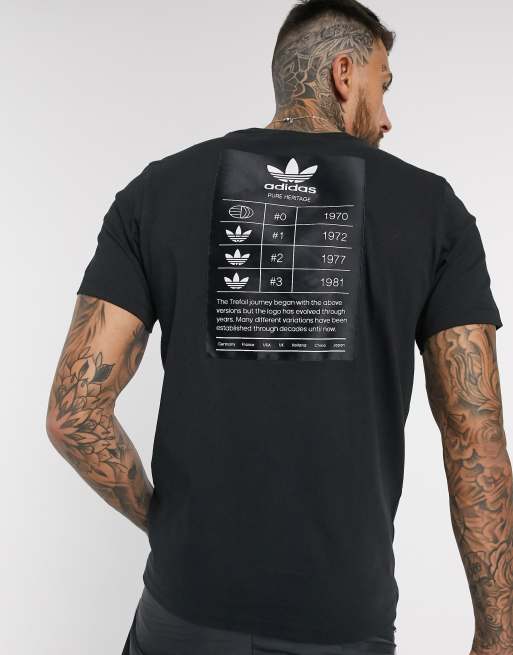 adidas Originals Hochwertiges schwarzes T Shirt mit Dreiblatt Logo hinten ASOS