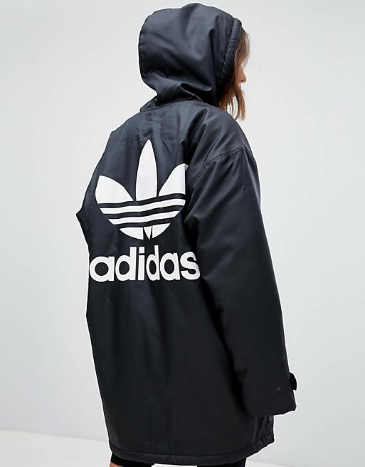 Adidas Originals Hooded Coat With Back Logo In Black | atelier-yuwa.ciao.jp