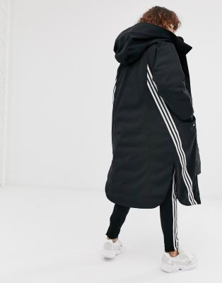 adidas originals three stripe parka in black