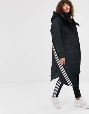 adidas originals three stripe parka in black