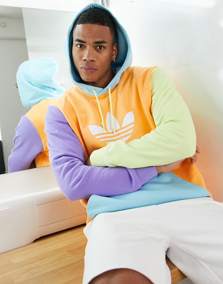 Adidas Originals hoodie in blocked orange with large logo