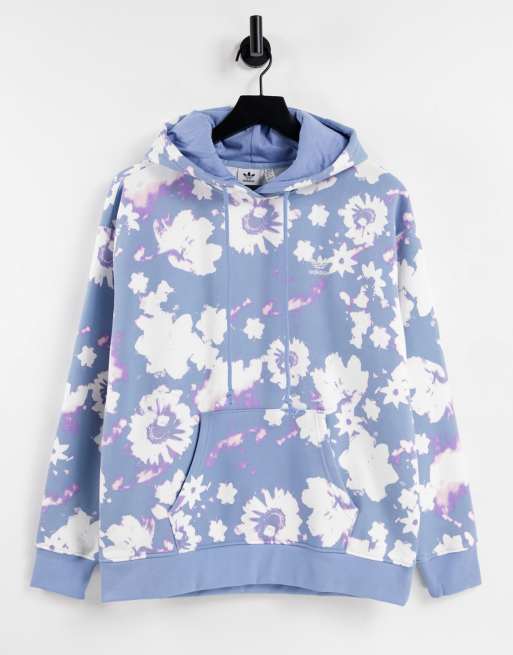 adidas Originals hoodie in blue with flower print | ASOS