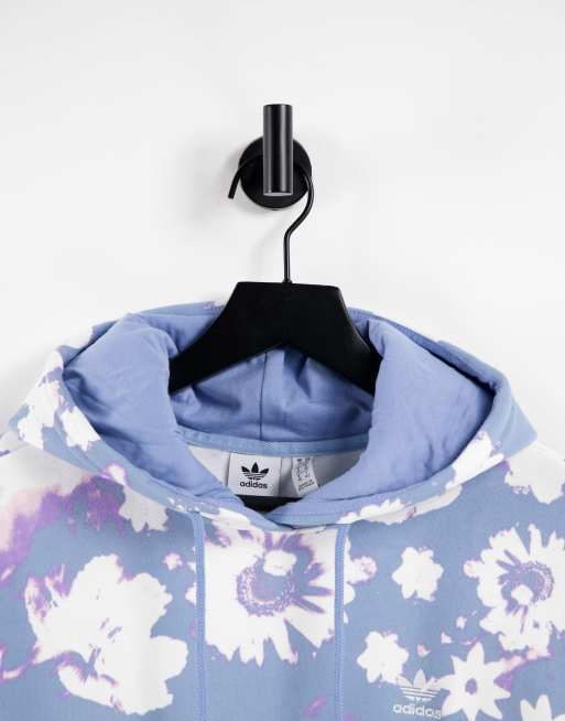 Adidas blue floral store hoodie