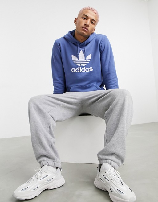 adidas Originals hoodie in blue with large logo | ASOS