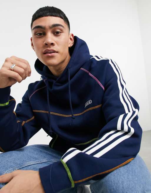 adidas Originals hoodie in navy with contrast stitch