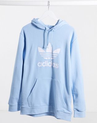 Adidas Originals hoodie in pastel blue with large trefoil