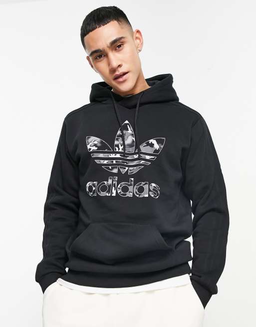 adidas Originals Hoodie in zwart met logo met camouflageprint ASOS