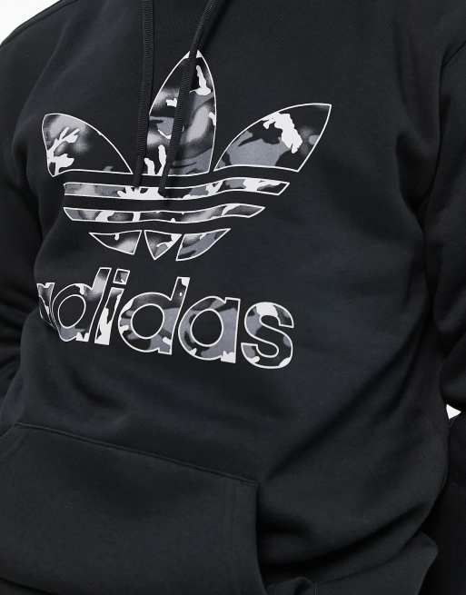 adidas Originals Hoodie in zwart met logo met camouflageprint ASOS