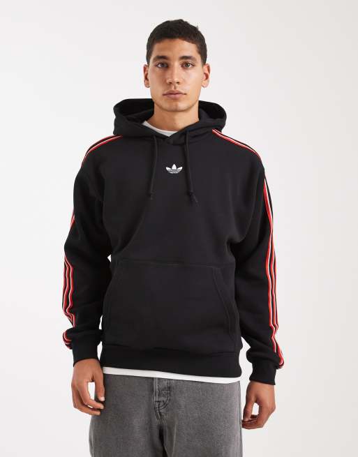adidas Originals - Hoodie met gekleurde strepen in zwart