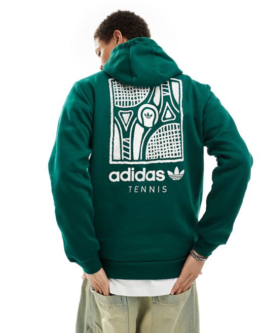 adidas Originals - Hoodie met grafische tennis-print op de achterkant in groen