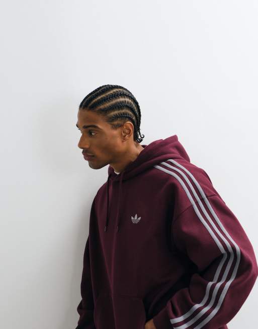 adidas Originals Hoodie mit drei Streifen in Burgunderrot, 3 von 5