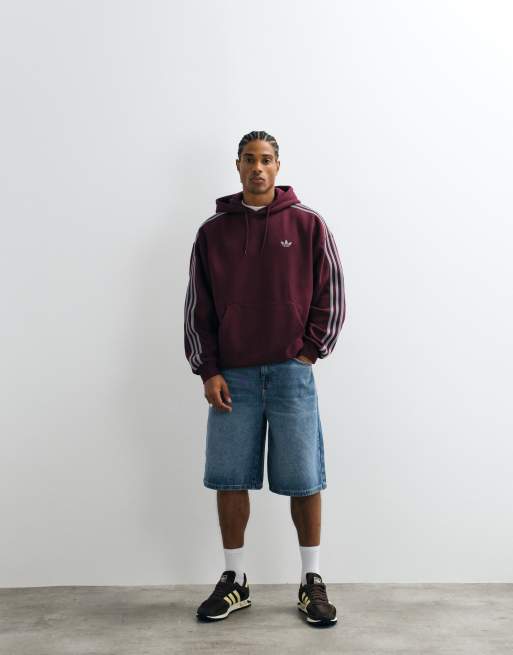 adidas Originals Hoodie mit drei Streifen in Burgunderrot, 4 von 5