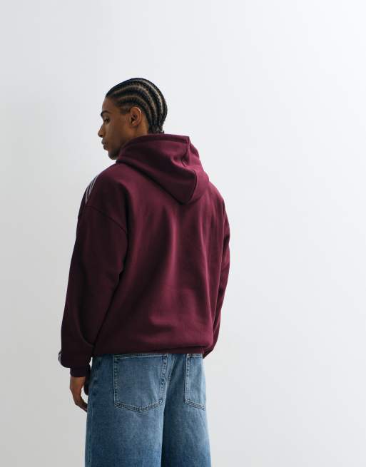 adidas Originals Hoodie mit drei Streifen in Burgunderrot, 5 von 5