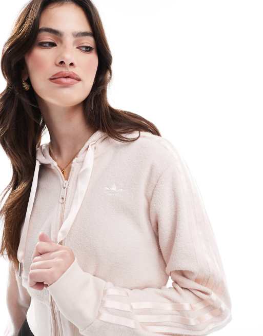 adidas Originals - Hoodie van fleece met rits in zachtroze, deel van co-ord set