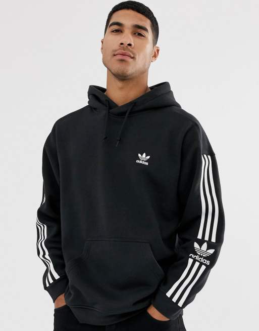 adidas Originals Hoodie with 3 strepenlogo in zwart ASOS