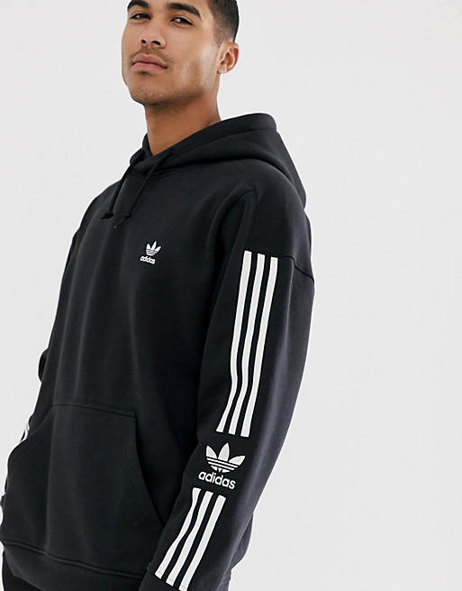 Adidas Originals Hoodie With 3-Stripe Lock Up Logo In Black | atelier ...