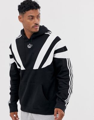 adidas originals hoodie with 3 stripes and central logo in black