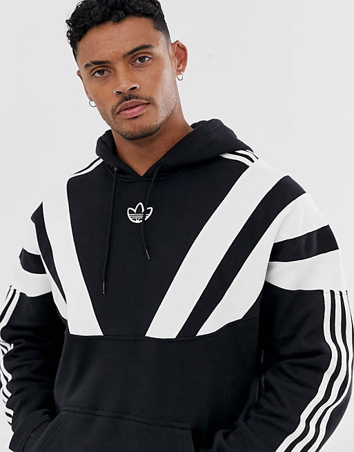 adidas Originals hoodie with 3 stripes and central logo in black | ASOS
