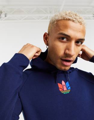 adidas trefoil hoodie navy
