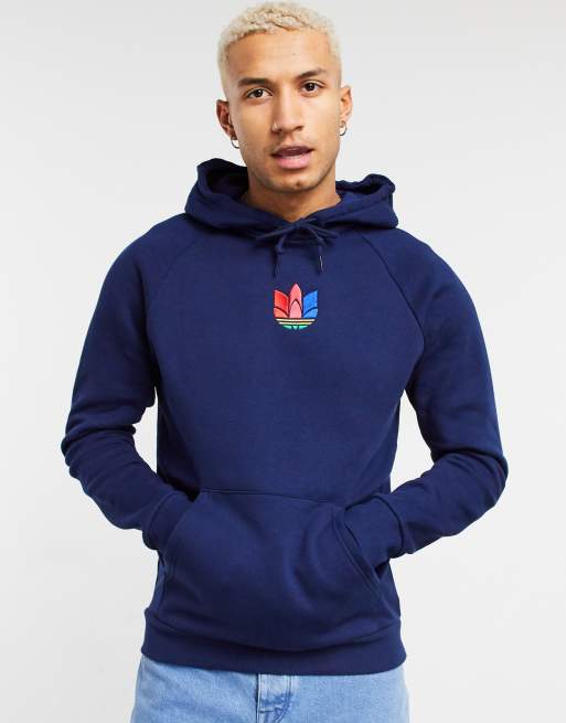 adidas Originals hoodie with 3D trefoil in navy | ASOS