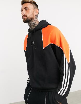 adidas originals hoodie with 3 stripes and central logo in black