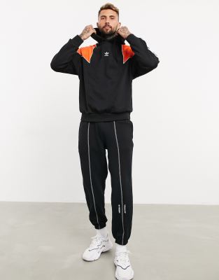 adidas originals hoodie with 3 stripes and central logo in black