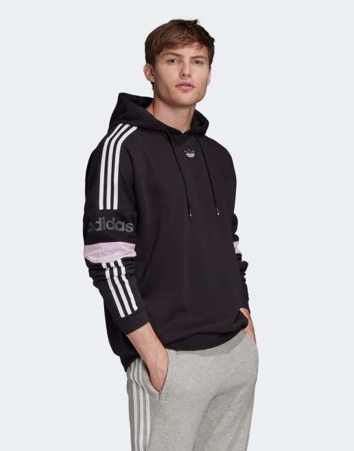 adidas Originals hoodie with central trefoil and band logo in black