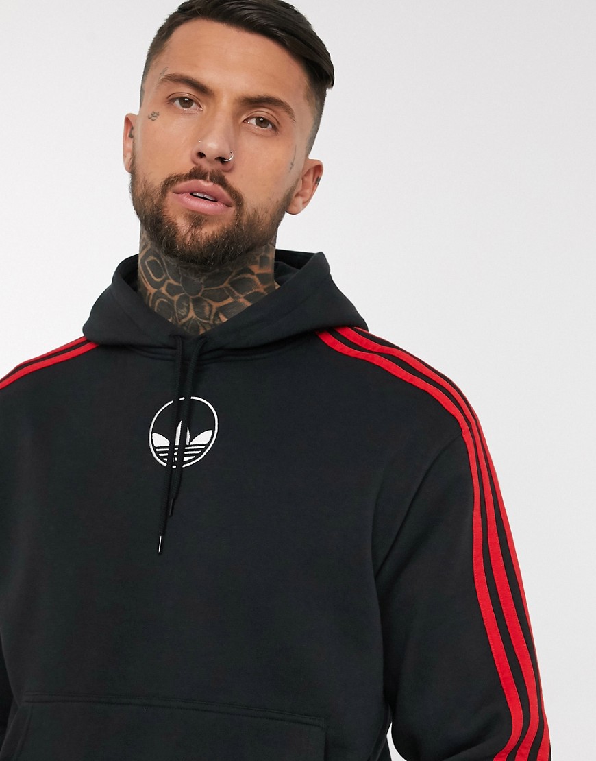 Adidas Originals hoodie with central trefoil in black