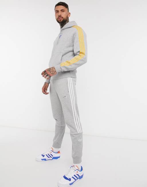 adidas Originals hoodie with central trefoil in gray ASOS