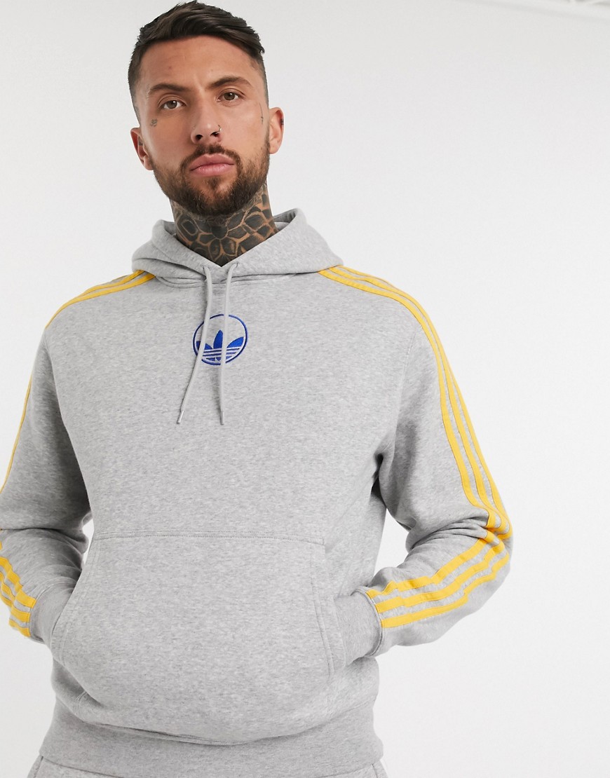 Adidas Originals hoodie with central trefoil in grey