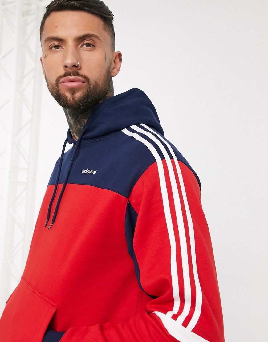 ADIDAS ORIGINALS HOODIE WITH CUT AND SEW IN RED,GD2078