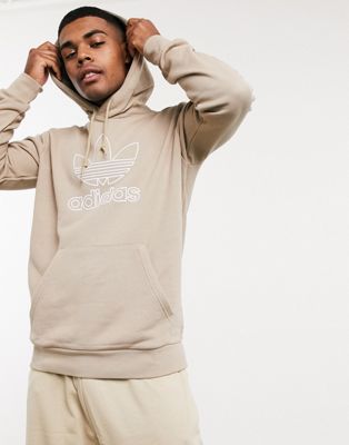 adidas Originals hoodie with outline trefoil in beige | ASOS