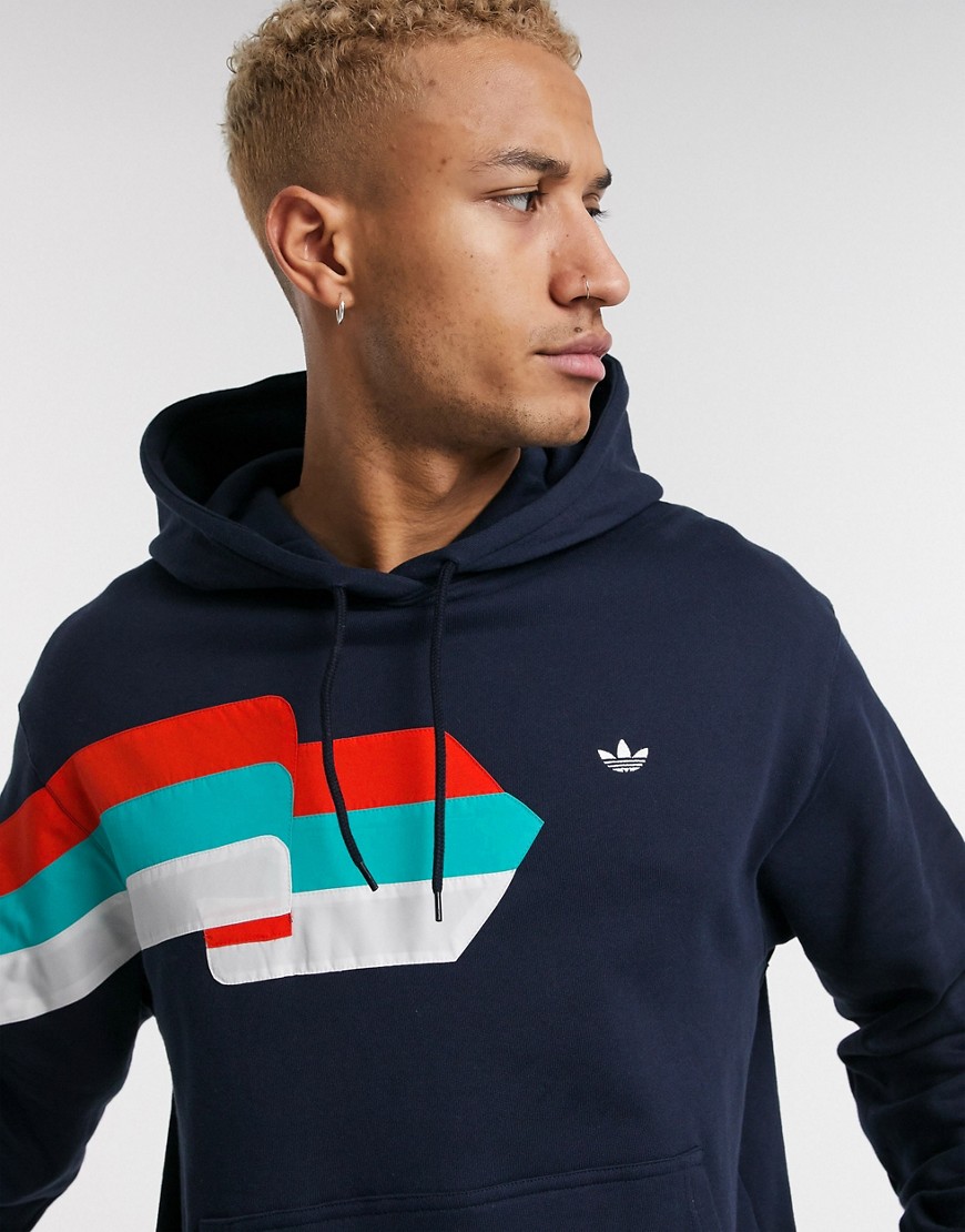 Adidas Originals hoodie with ripple embroidery in navy