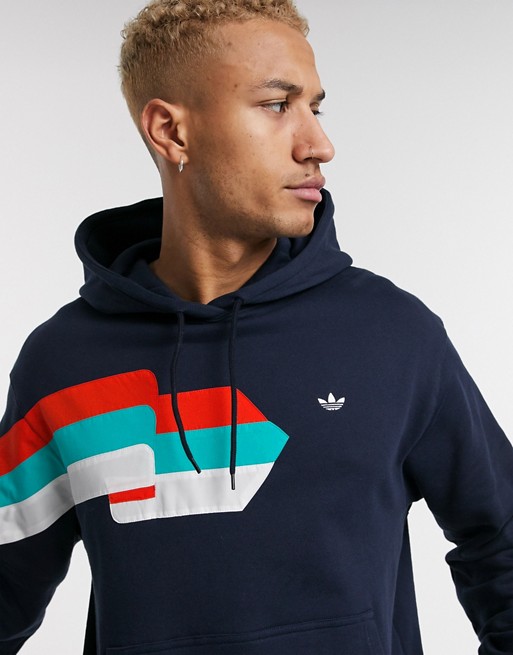 adidas Originals hoodie with ripple embroidery in navy