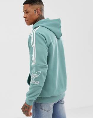 adidas originals hoodie with shoulder 3 stripes green