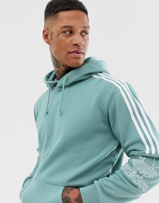 adidas originals hoodie with shoulder 3 stripes green