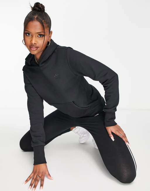 adidas Originals hoodie with small tonal trefoil in black
