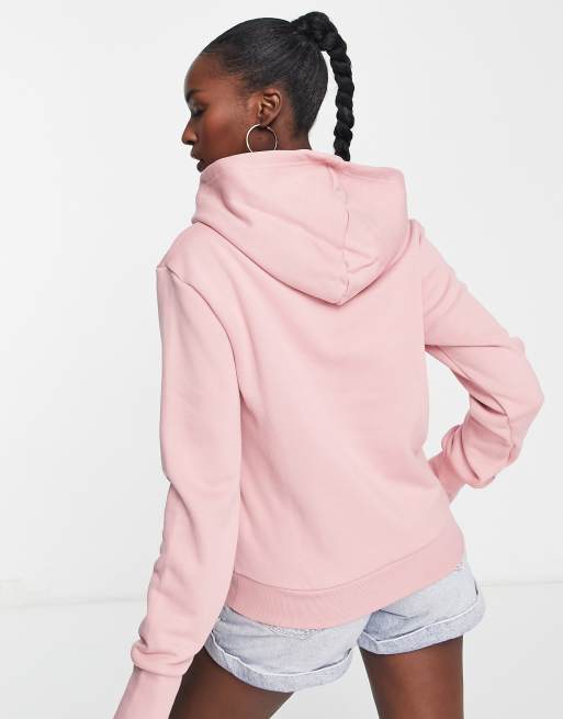 adidas Originals hoodie with small tonal trefoil in dusty pink