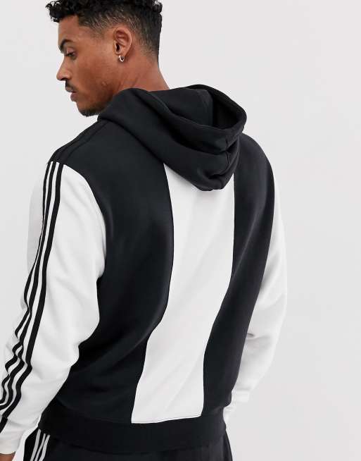 Adidas originals hoodie with stripes 2025 and central logo in white