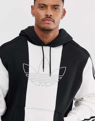 adidas originals hoodie with stripes and central logo in white