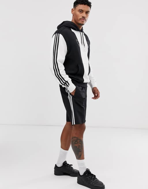 apparat defile Postbud adidas Originals hoodie with stripes and central logo in white | ASOS