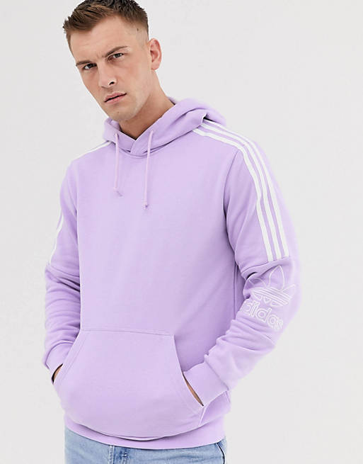 sten løfte op mørk adidas Originals hoodie with stripes in purple | ASOS