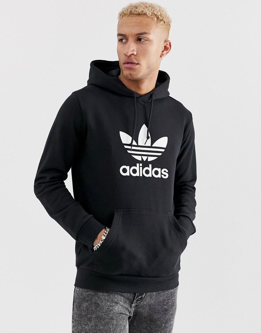 Adidas Originals Hoodie With Trefoil Logo in Black DT7963