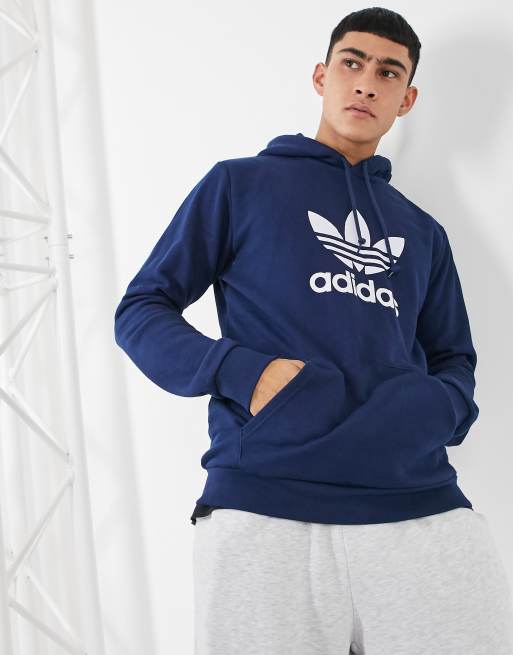 adidas Originals hoodie with trefoil logo in navy | ASOS