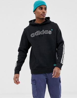adidas originals hoodie with vintage embroidered logo in black FH7912 ...