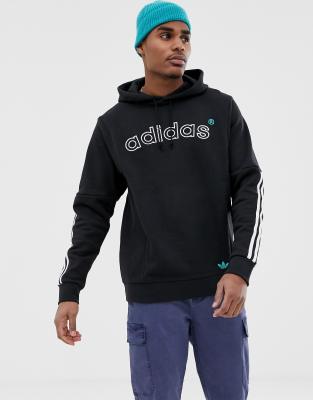 adidas originals hoodie with vintage embroidered logo in black FH7912 ...